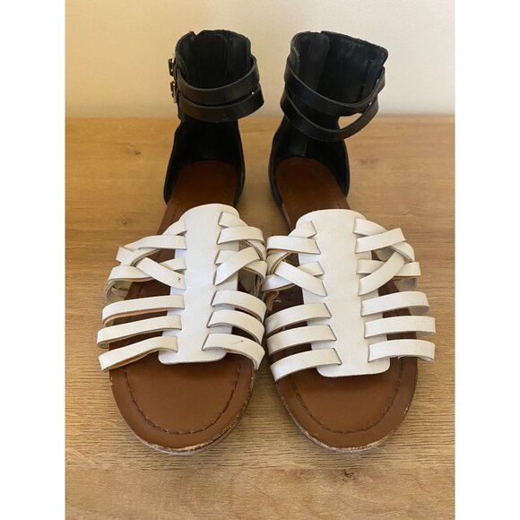 Jessica Simpson Black & White Gladiator Sandals With Back Zipper Size 9.5 - Picture 2 of 6